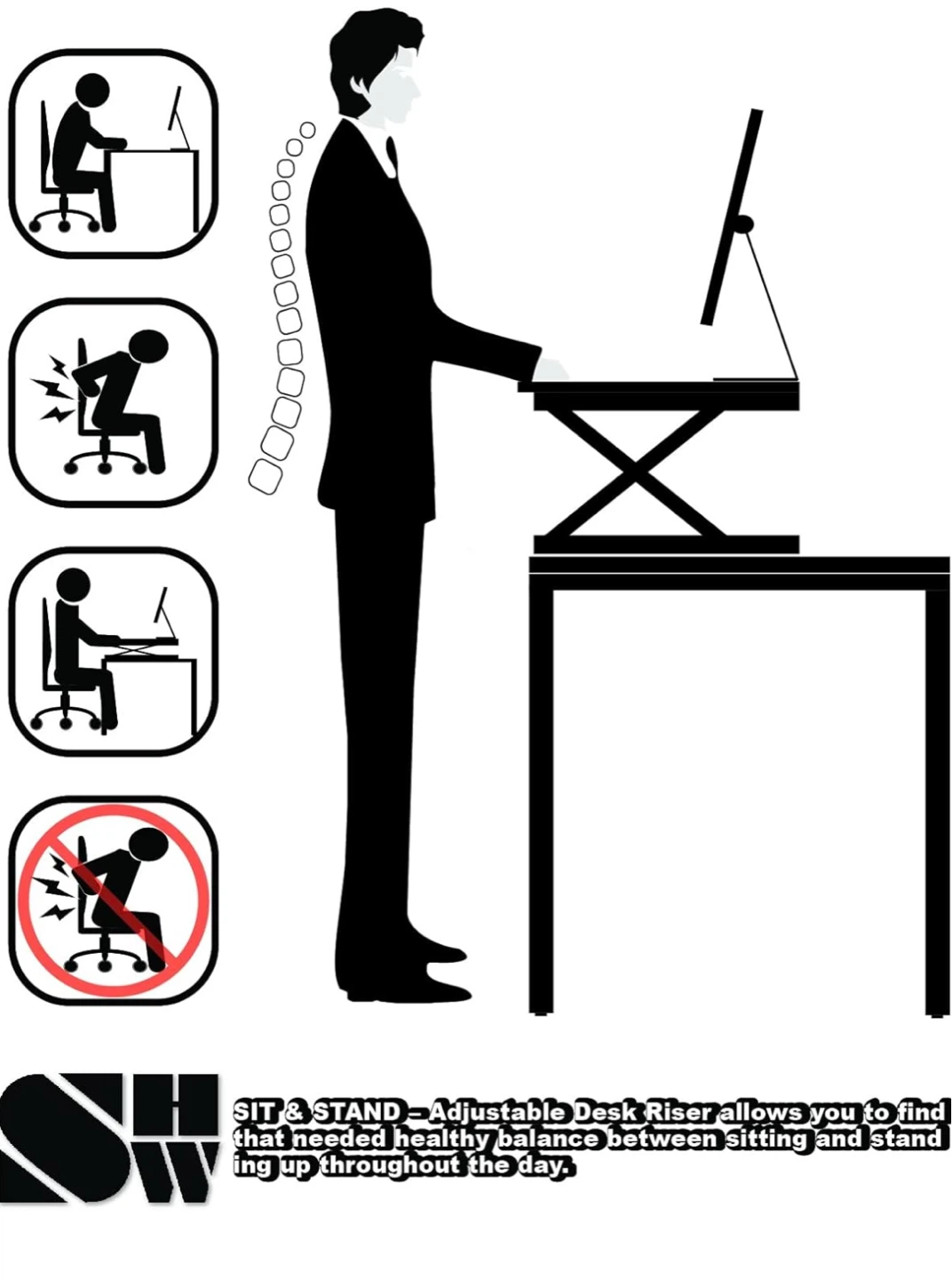 Sit & Stand Adjustable Desk Riser - photo 4