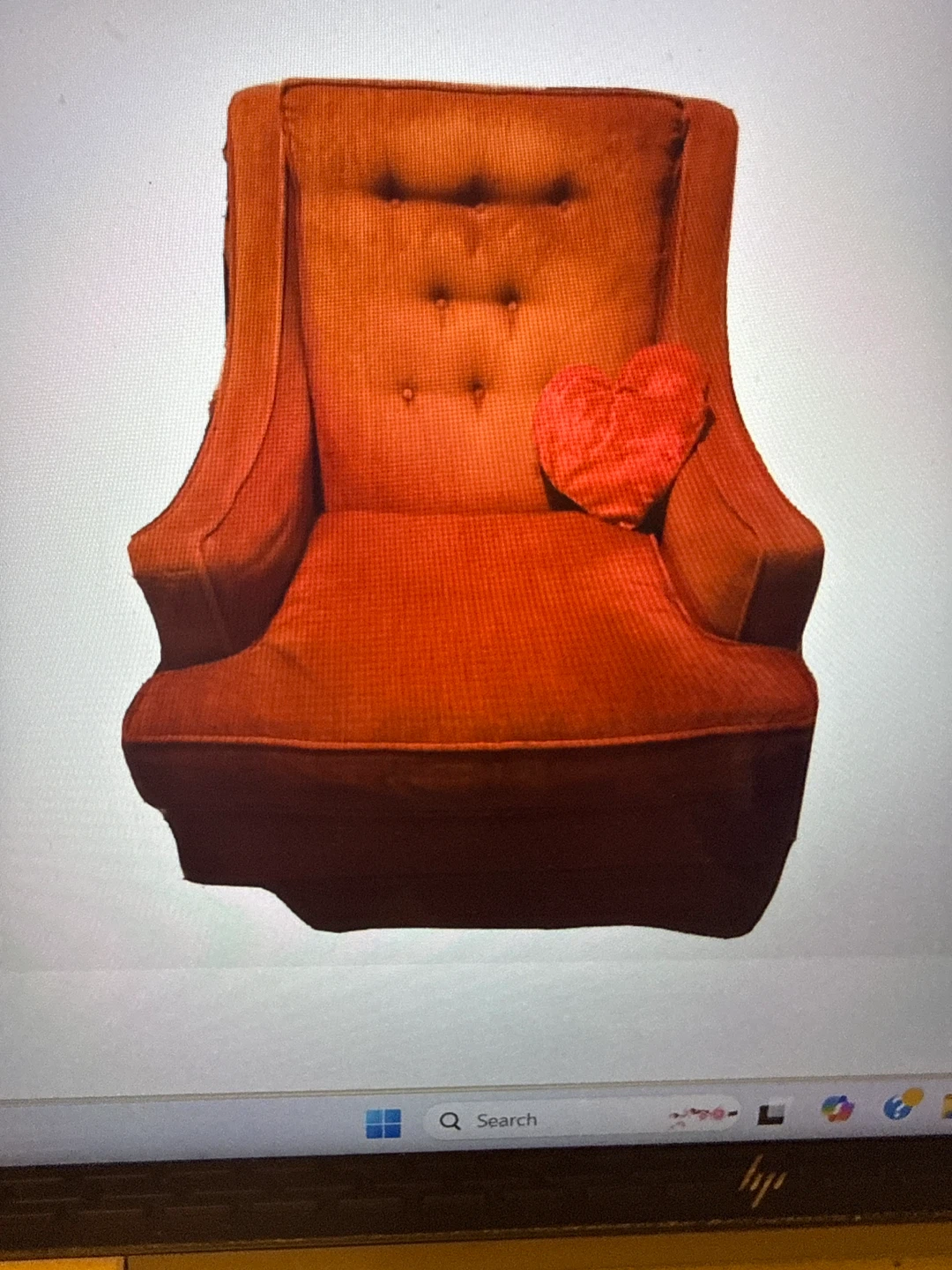 Orange Velvet Accent Chair with Heart and Dog Pillows - photo 2