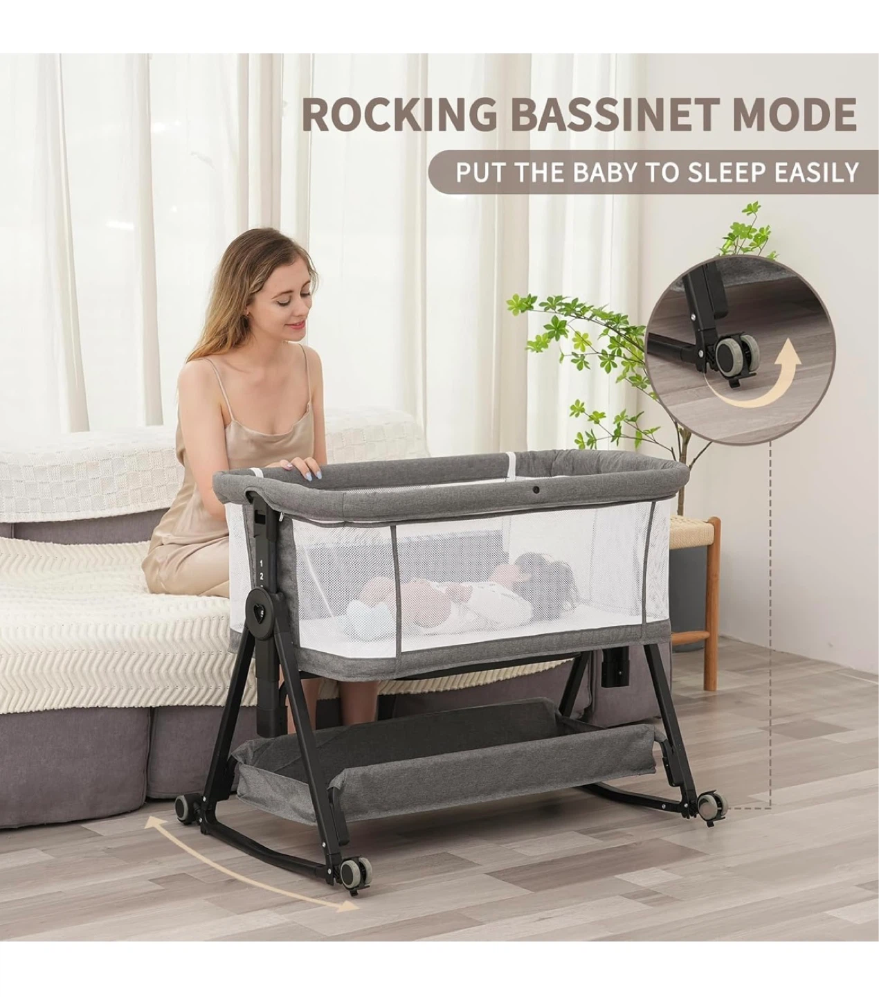 Grey Bassinet with Large Storage Capacity - photo 4