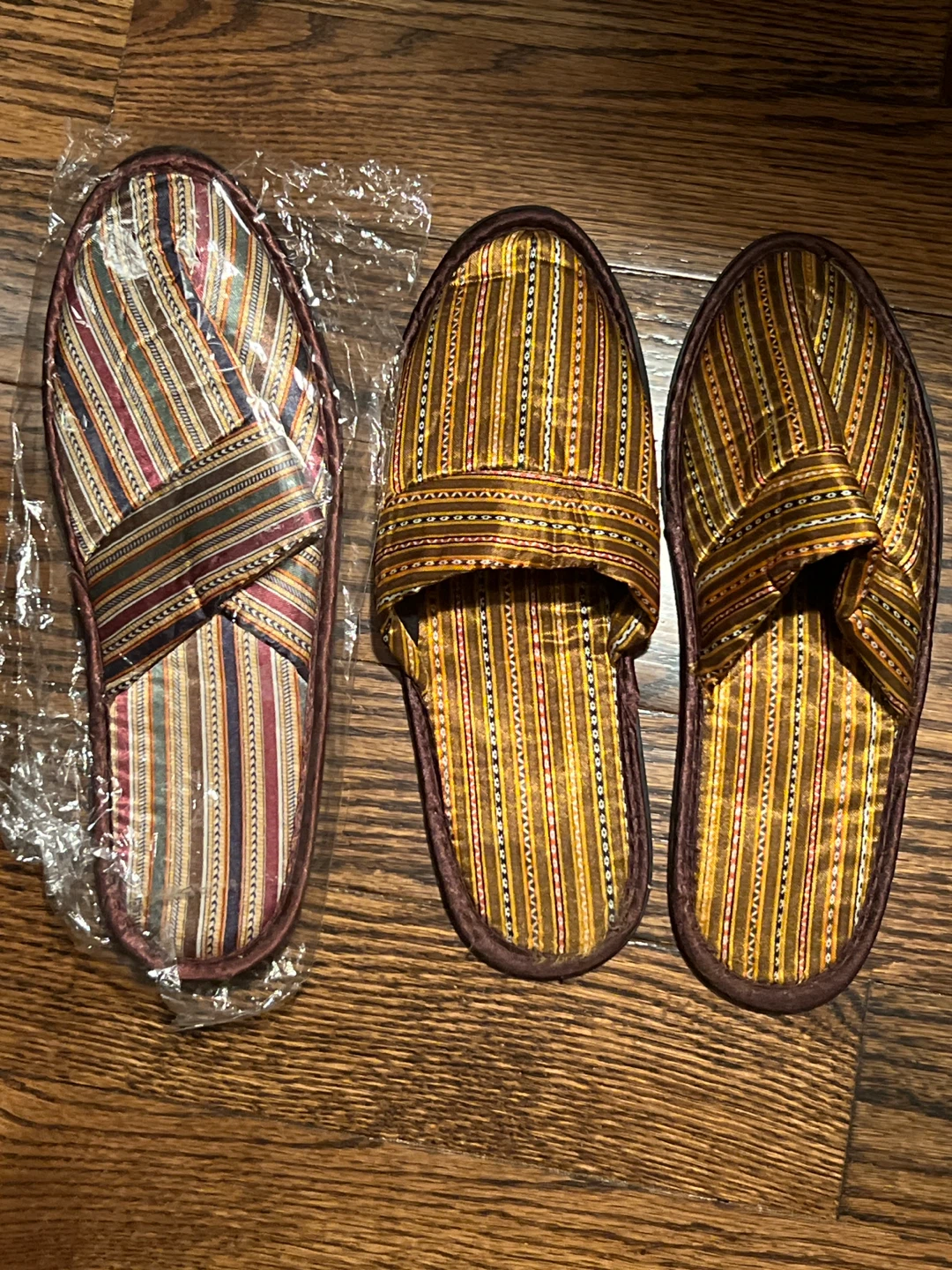 3 unisex Striped sleeping Slippers - Brown/Gold - photo 5