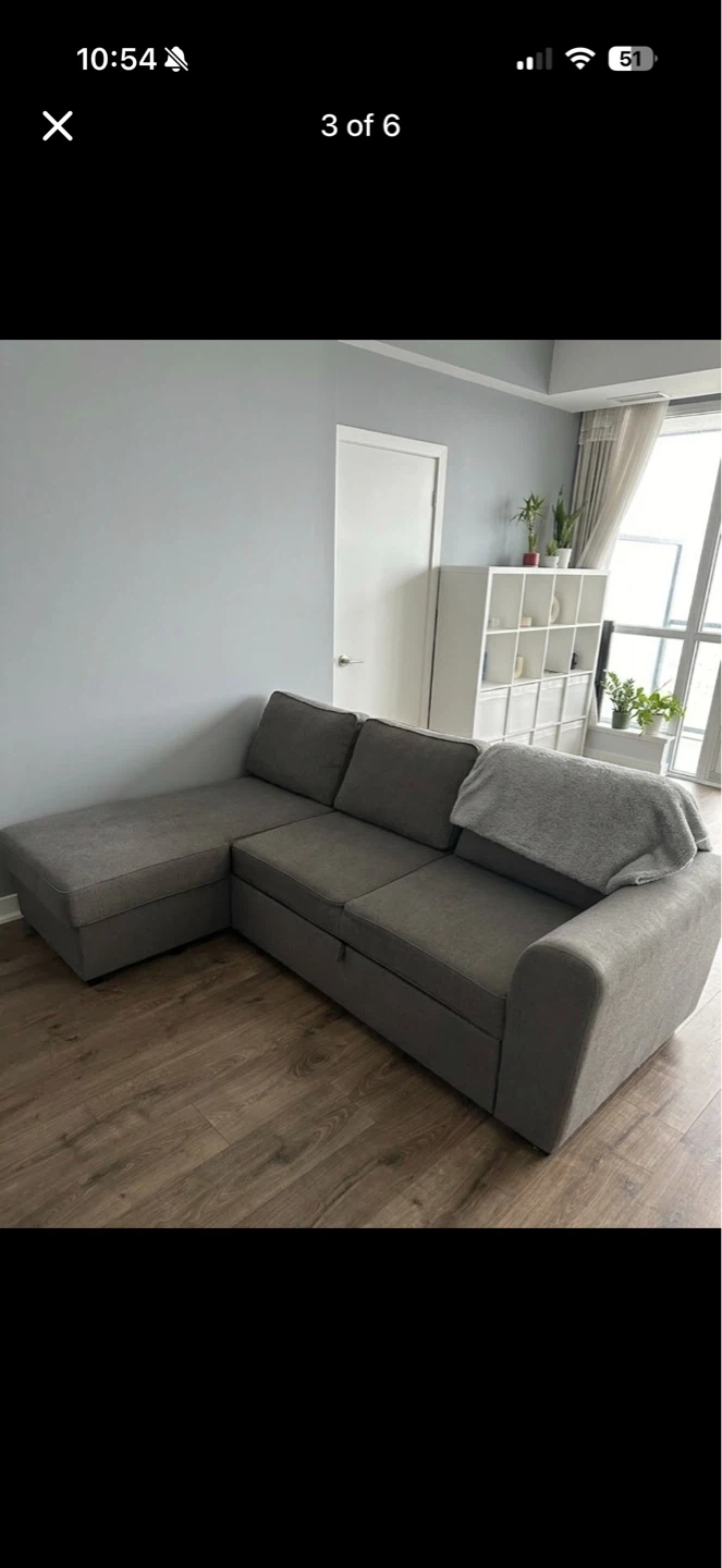 Grey Sectional Sofa Bed with Storage (Structube Berto)