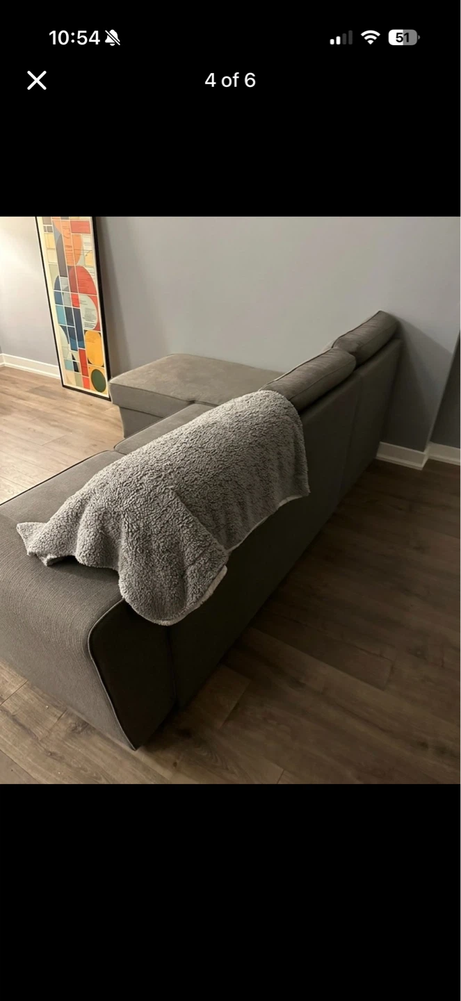 Grey Sectional Sofa Bed with Storage (Structube Berto) - photo 3