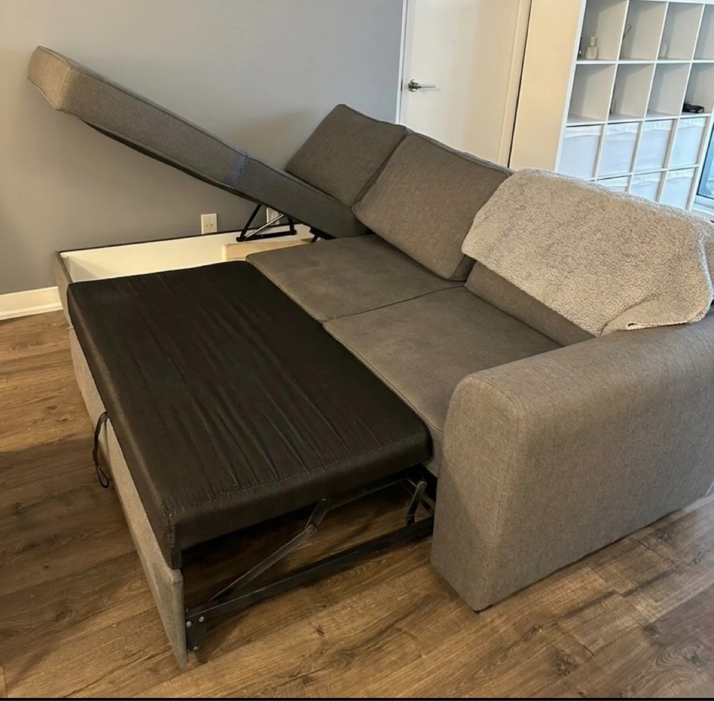 Grey Sectional Sofa Bed with Storage (Structube Berto) - photo 2