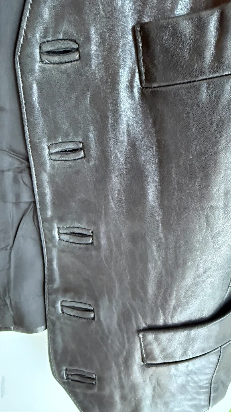 Mario Valentino Black Leather Vest size L - photo 5