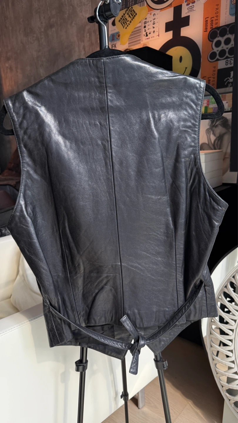 Mario Valentino Black Leather Vest size L - photo 2