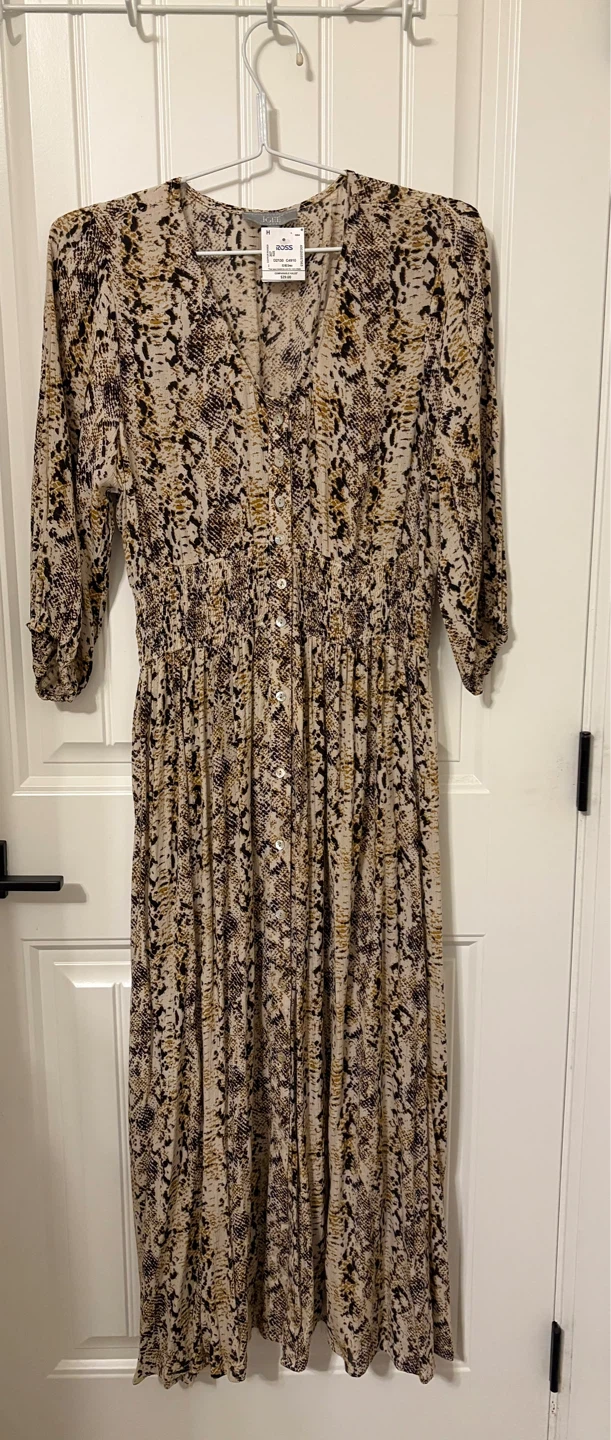 Loft Snake Print Midi Dress Size M