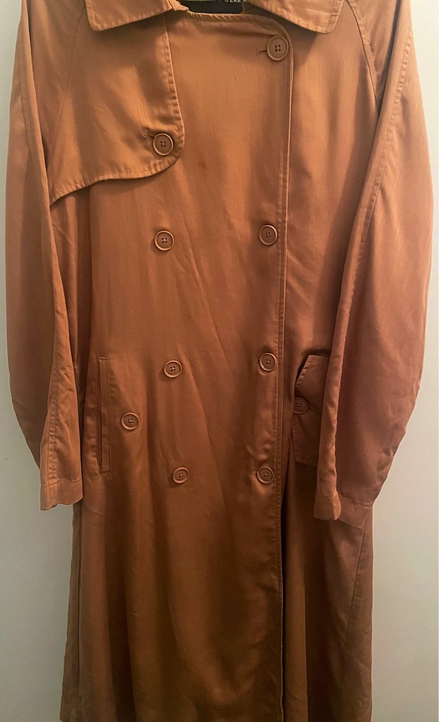 Tan Double Breasted Trench Coat Size S - photo 2