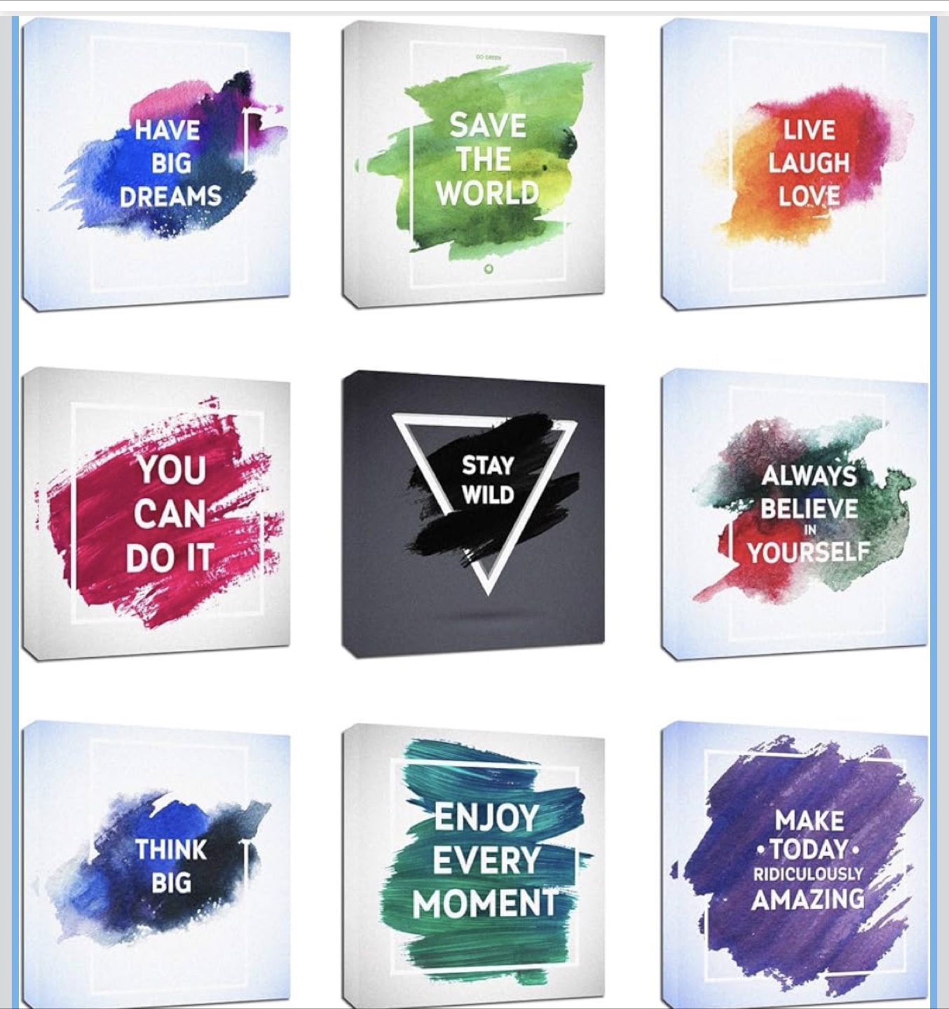 Inspirational Quote Canvas Wall Art Set