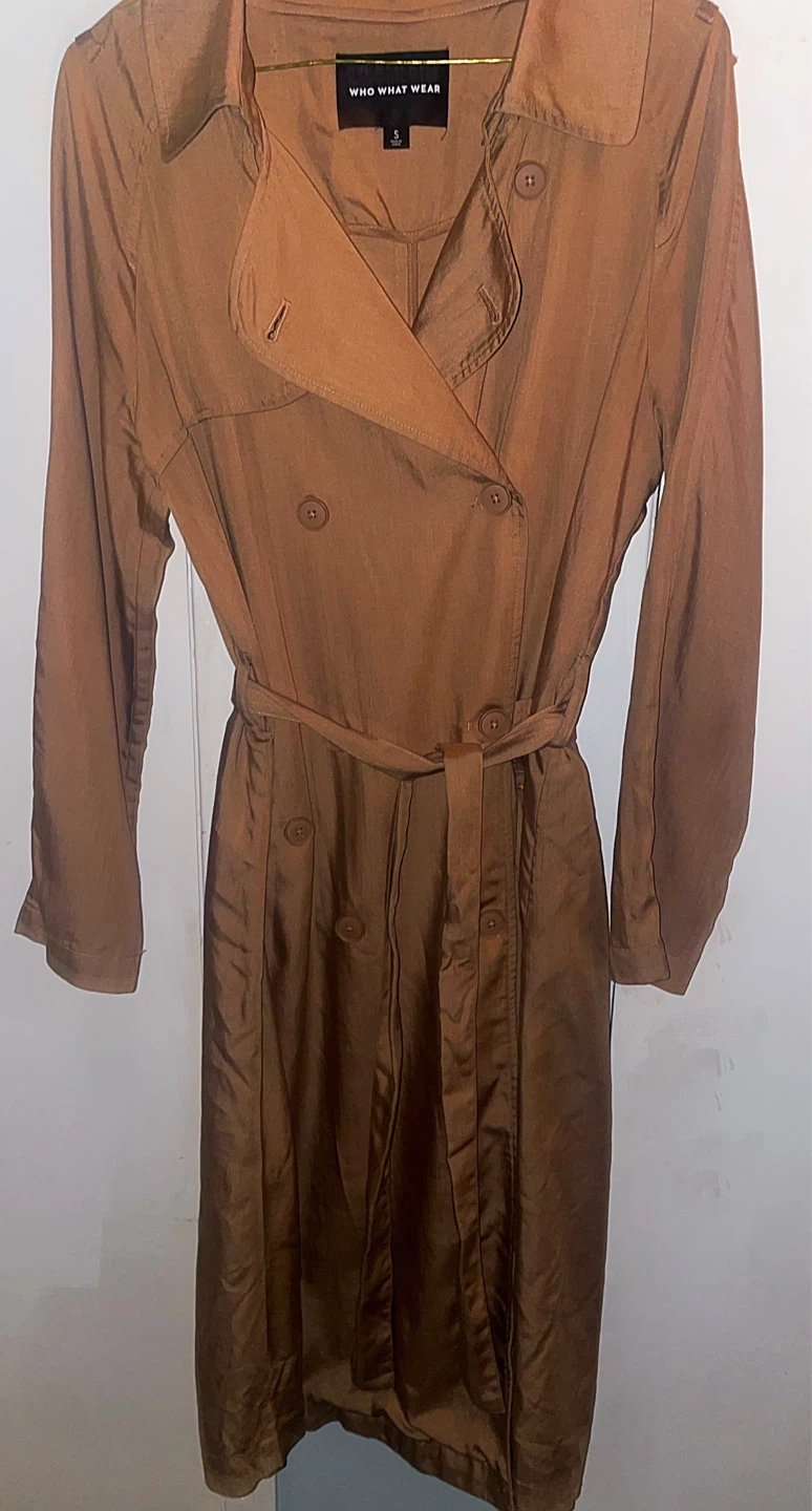 Tan Double Breasted Trench Coat Size S