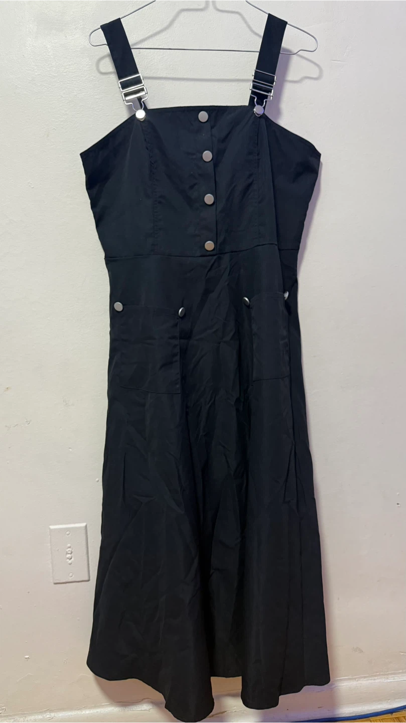 ‼️DECLUTTER‼️Black Pinafore Dress with Silver Buttons