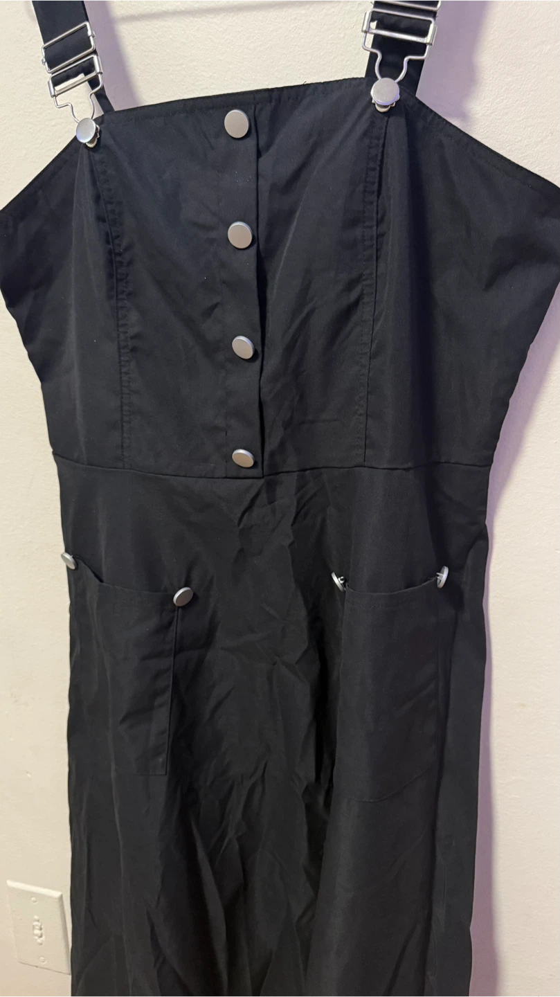 ‼️DECLUTTER‼️Black Pinafore Dress with Silver Buttons - photo 2