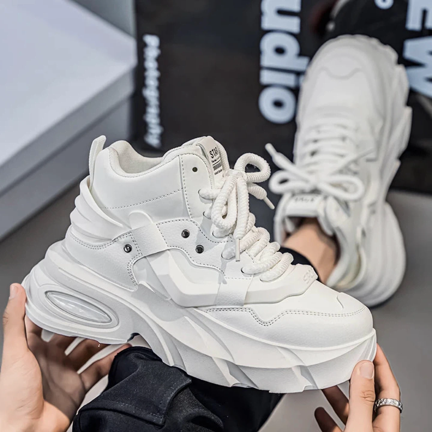 Men's White High-Top Chunky Sneakers - photo 2