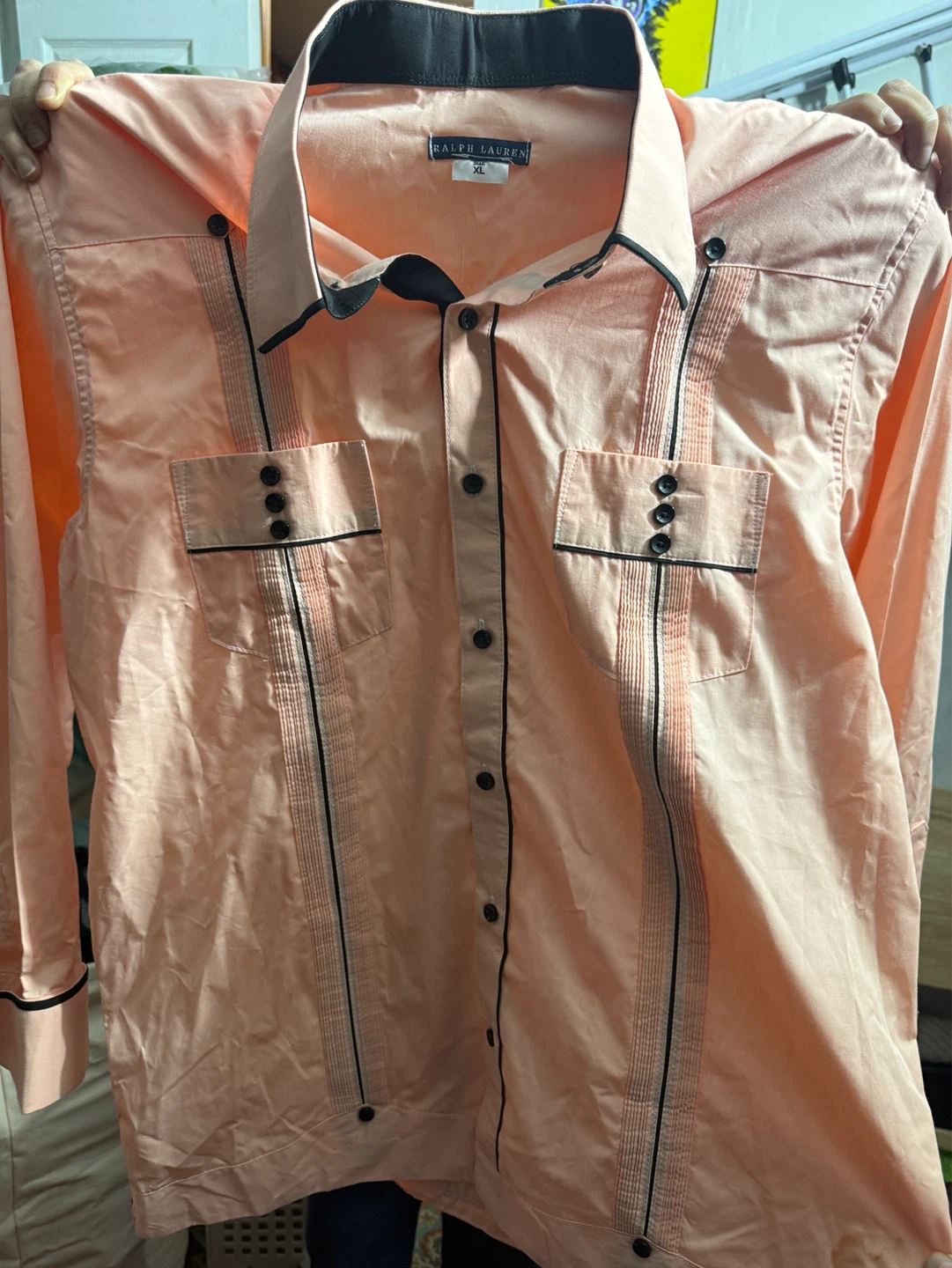 Ralph Lauren Long Sleeve Peach Button Up Shirt XL