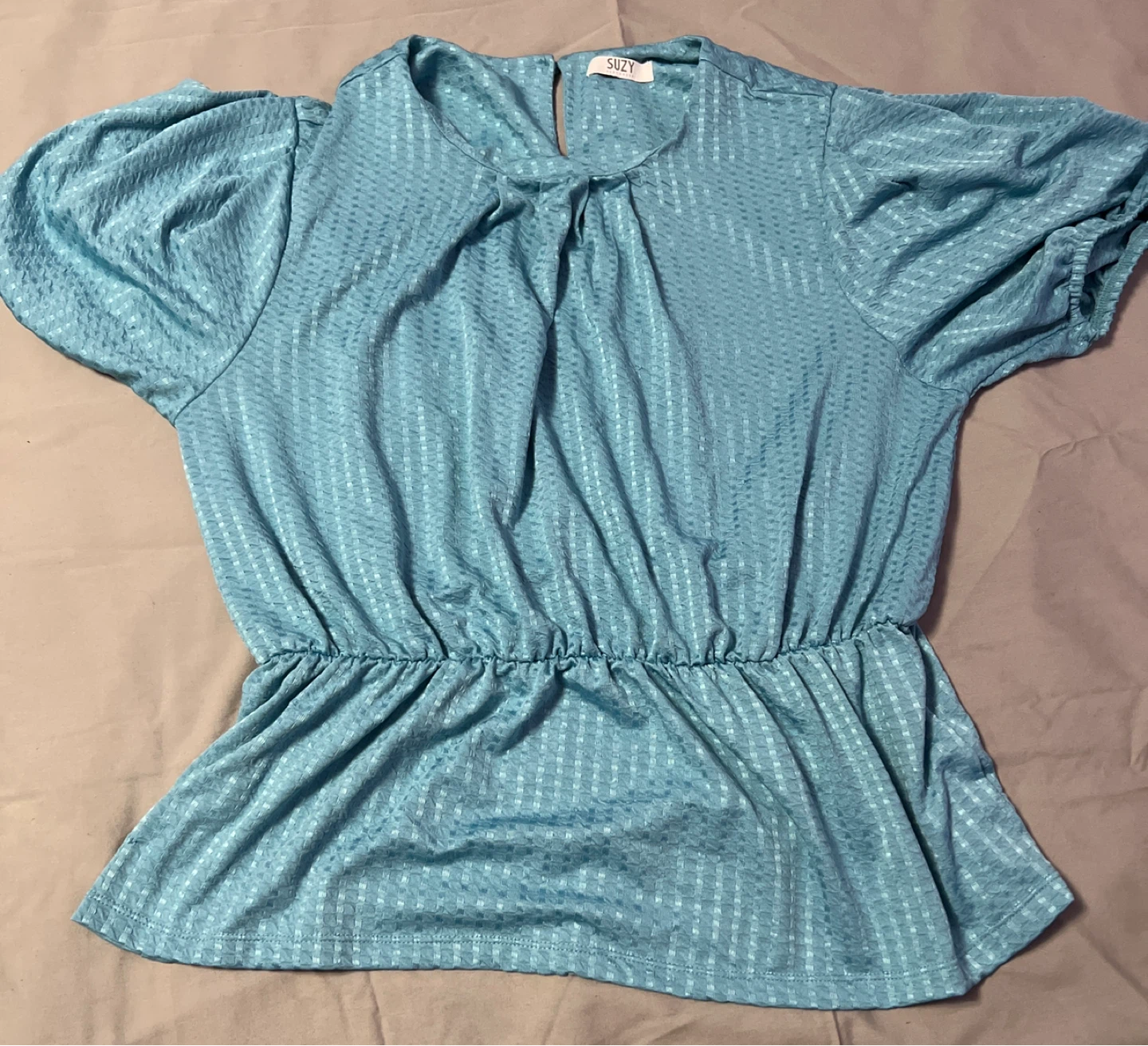 Suzy Women's Blue Textured Peplum Top