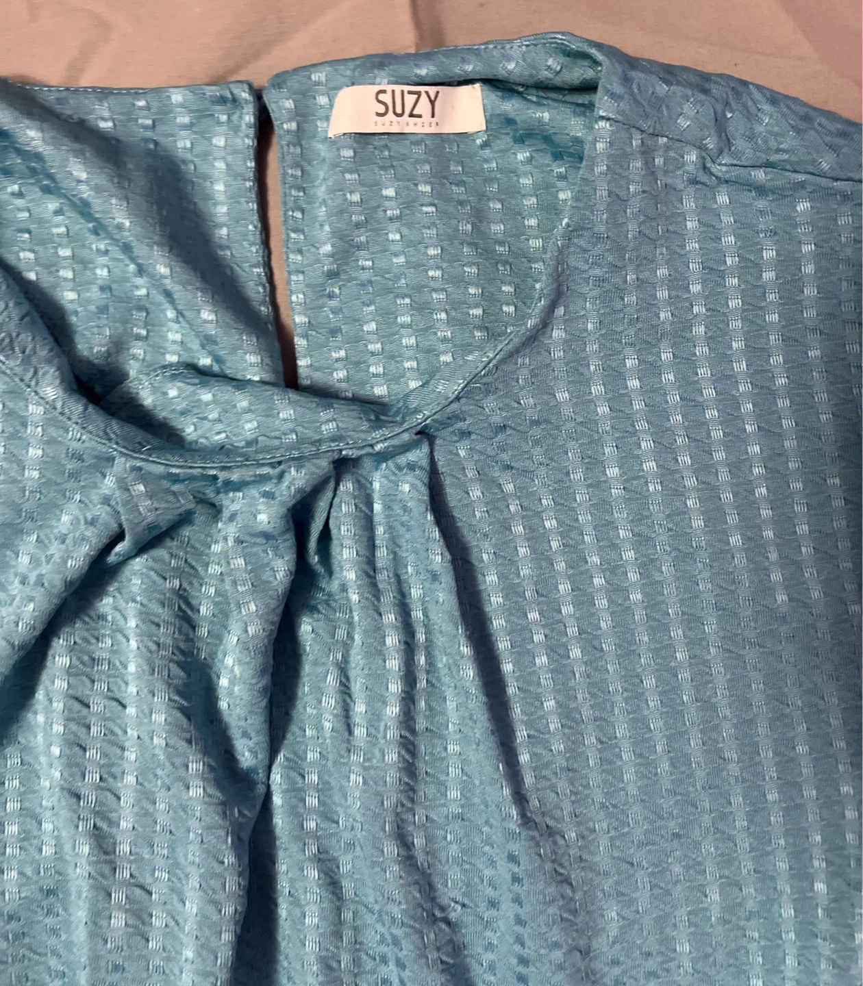 Suzy Women's Blue Textured Peplum Top - photo 2