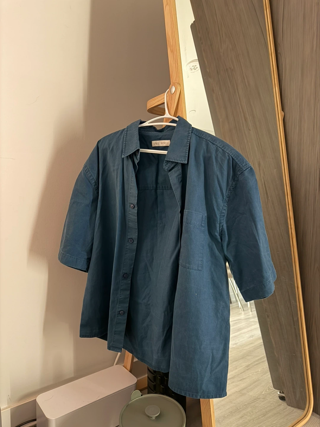 Blue Short Sleeve Collared Shirt