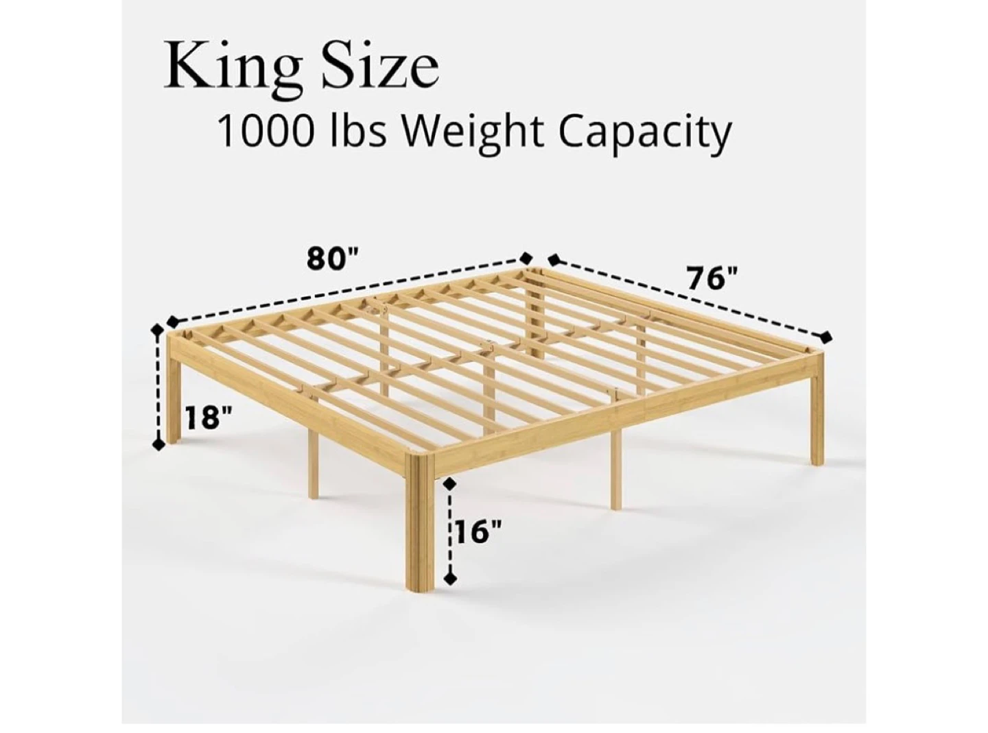 King Size Bed Frame with 1000 lbs Weight Capacity