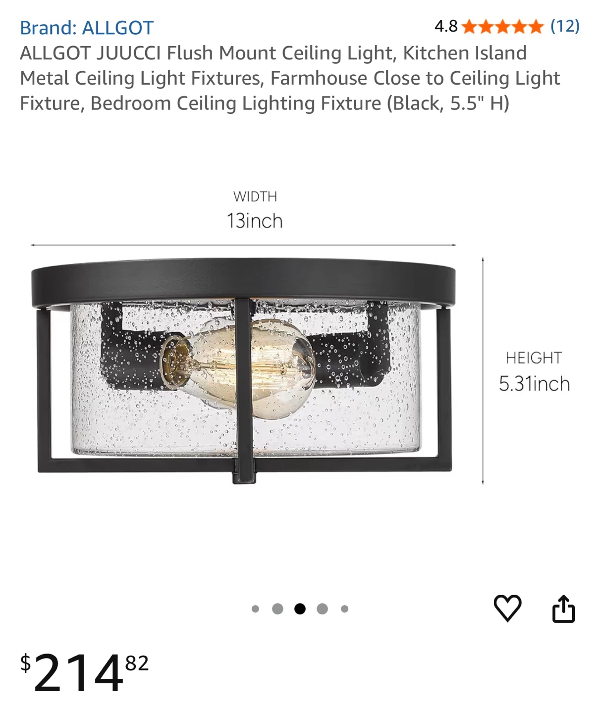 Flush Mount Ceiling Light Fixture - Black - photo 2