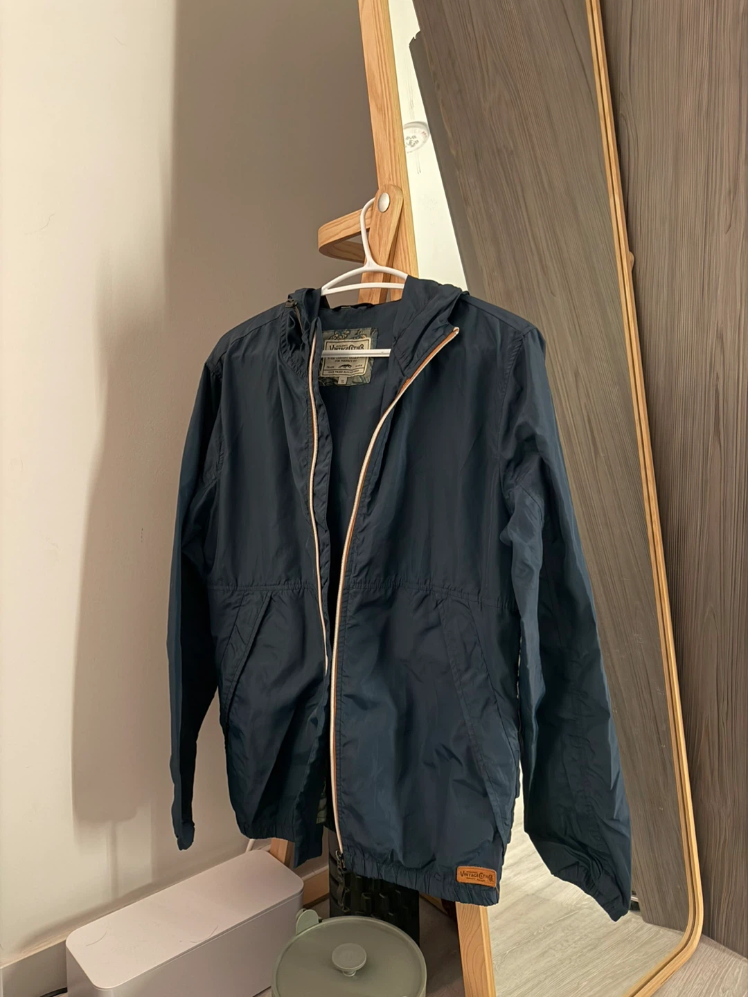 Vintage & Rich Navy Hooded Windbreaker Jacket