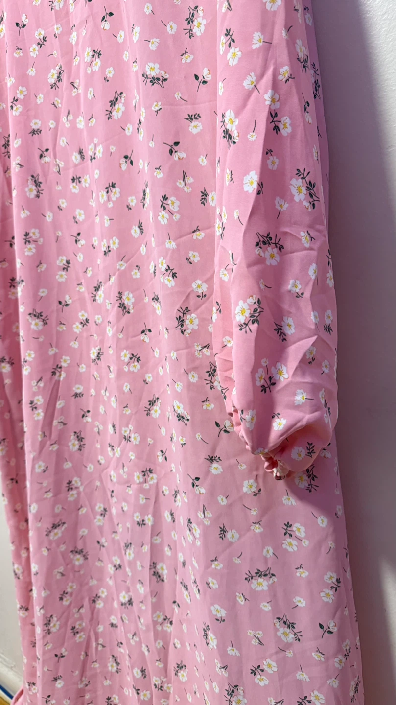 Pink Floral Maxi Dress with Ruffle Hem - photo 3