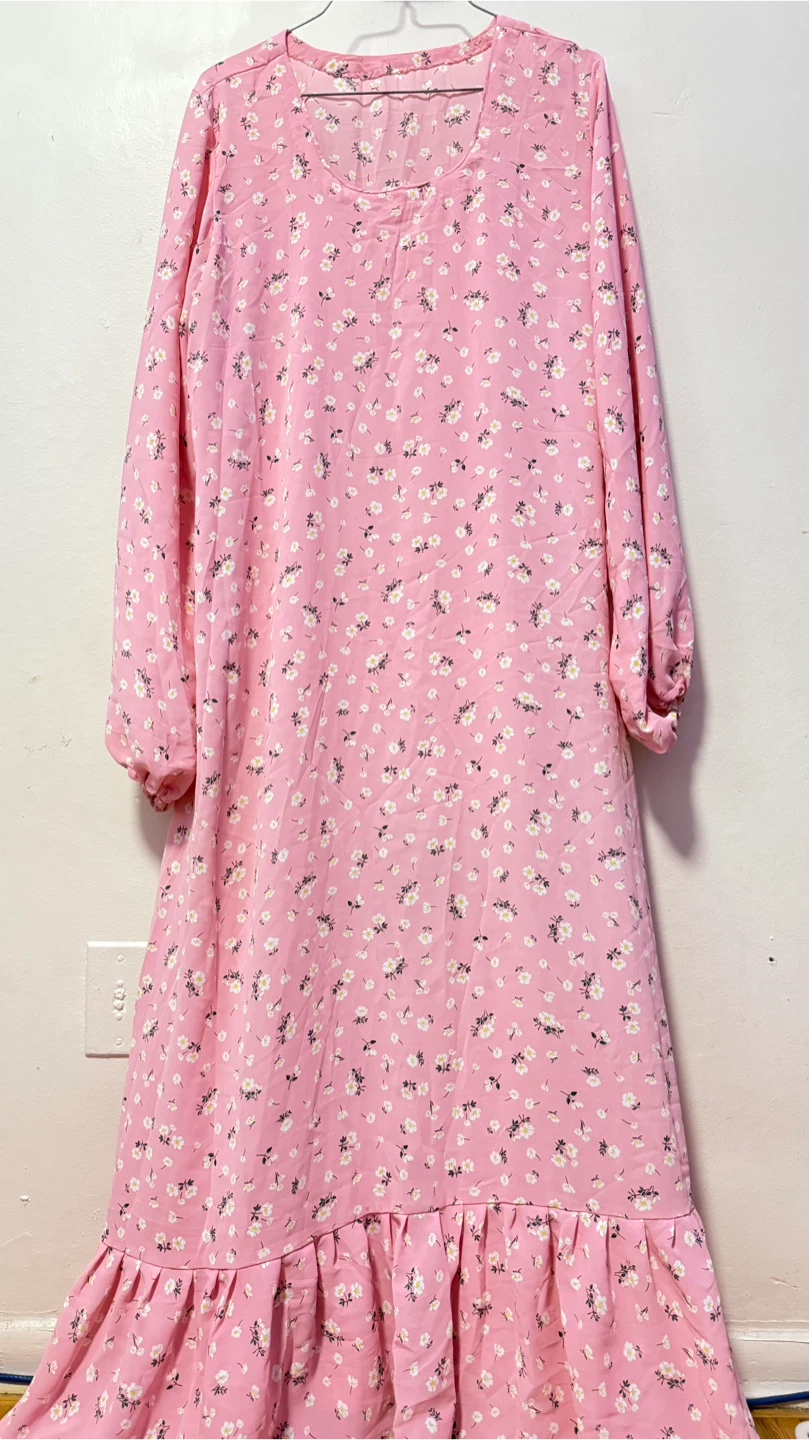 Pink Floral Maxi Dress with Ruffle Hem - photo 5