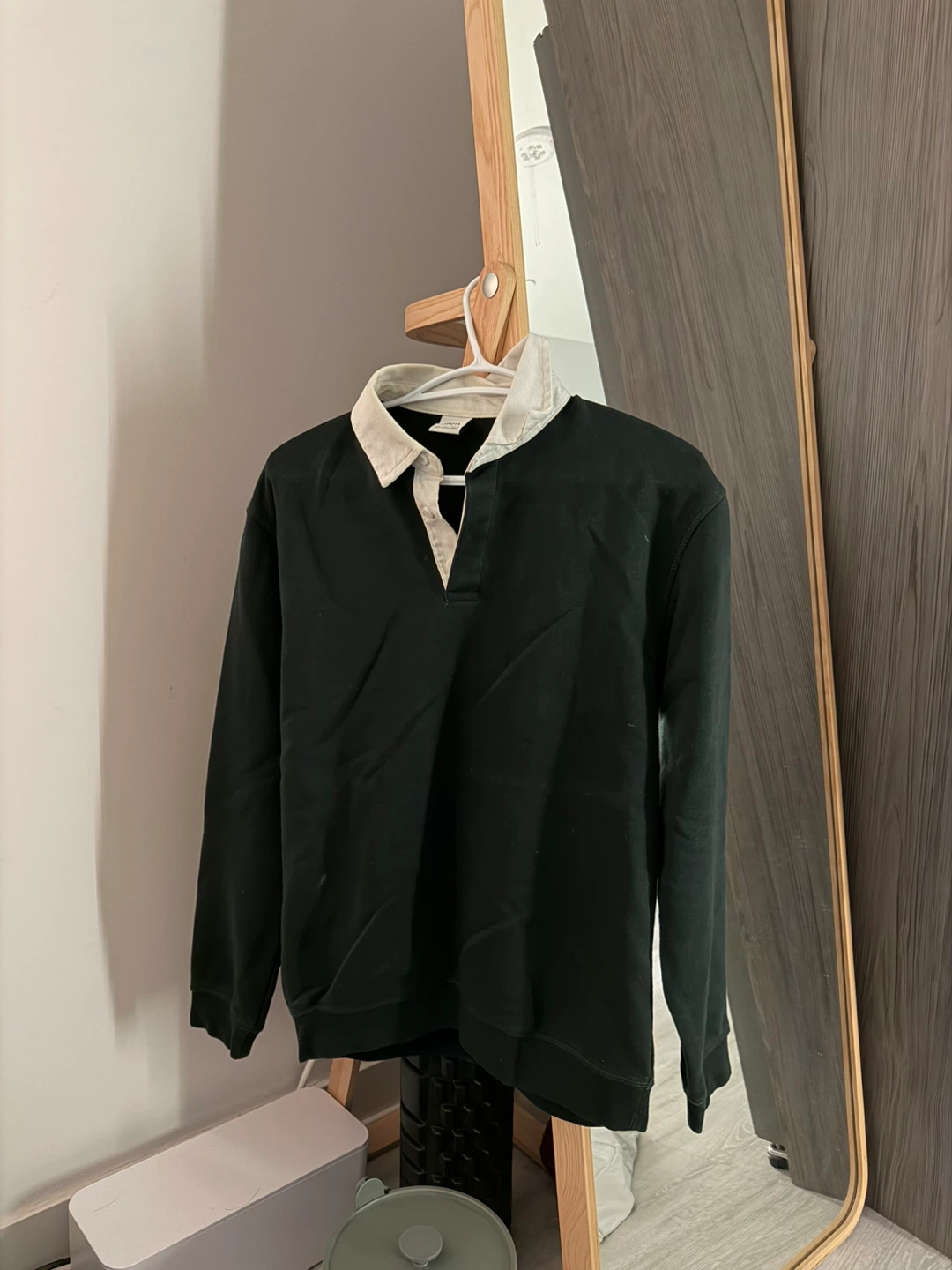 ZARA Dark Green Rugby Shirt with White Collar