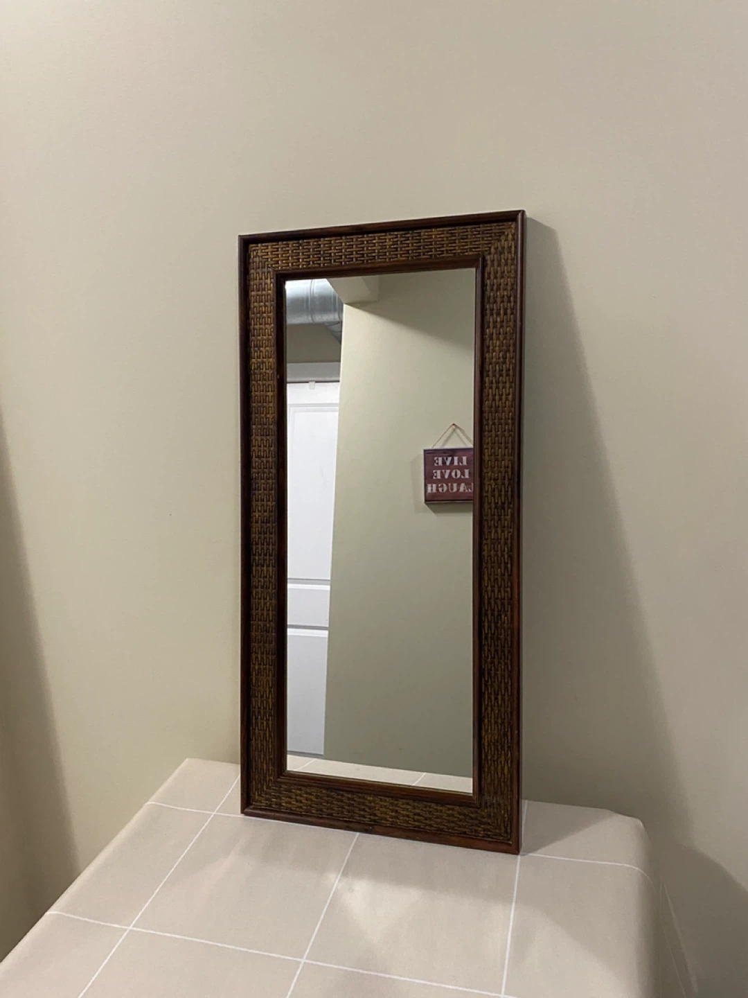 Wood Framed Decorative Mirror (23” x 11”) – Good Condition