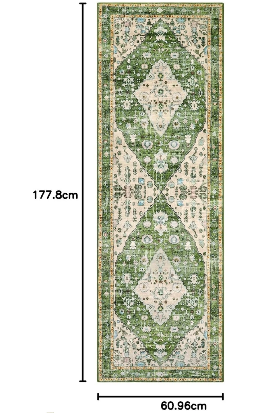 Green Oriental Runner Rug 60.96cm x 177.8cm - photo 2