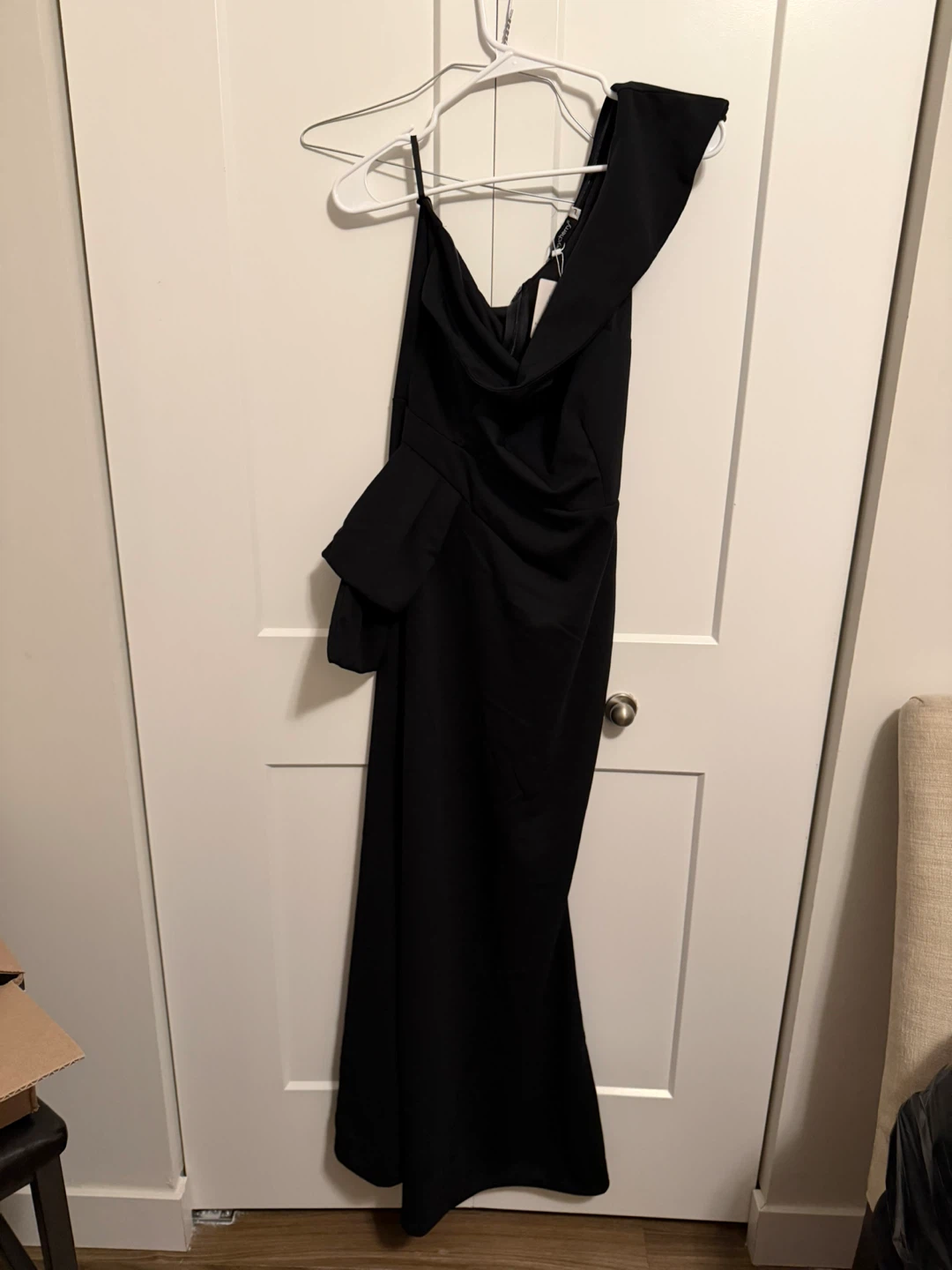 Sexycherry Black One-Shoulder Ruffle Maxi Dress Size 7