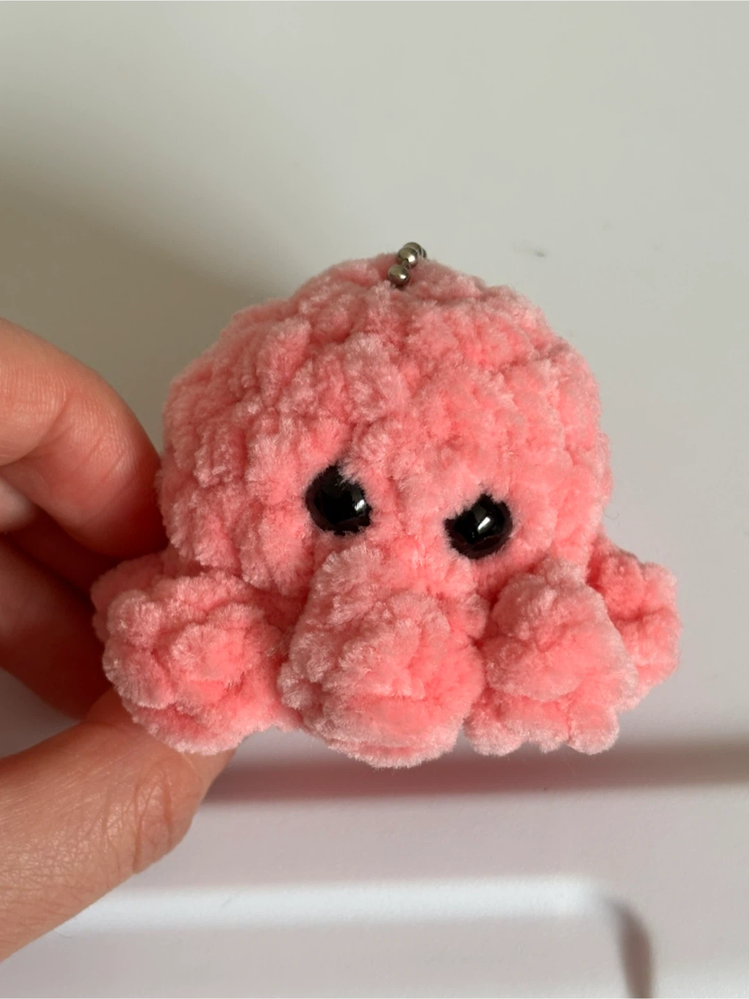 Pink Crocheted Octopus Keychain