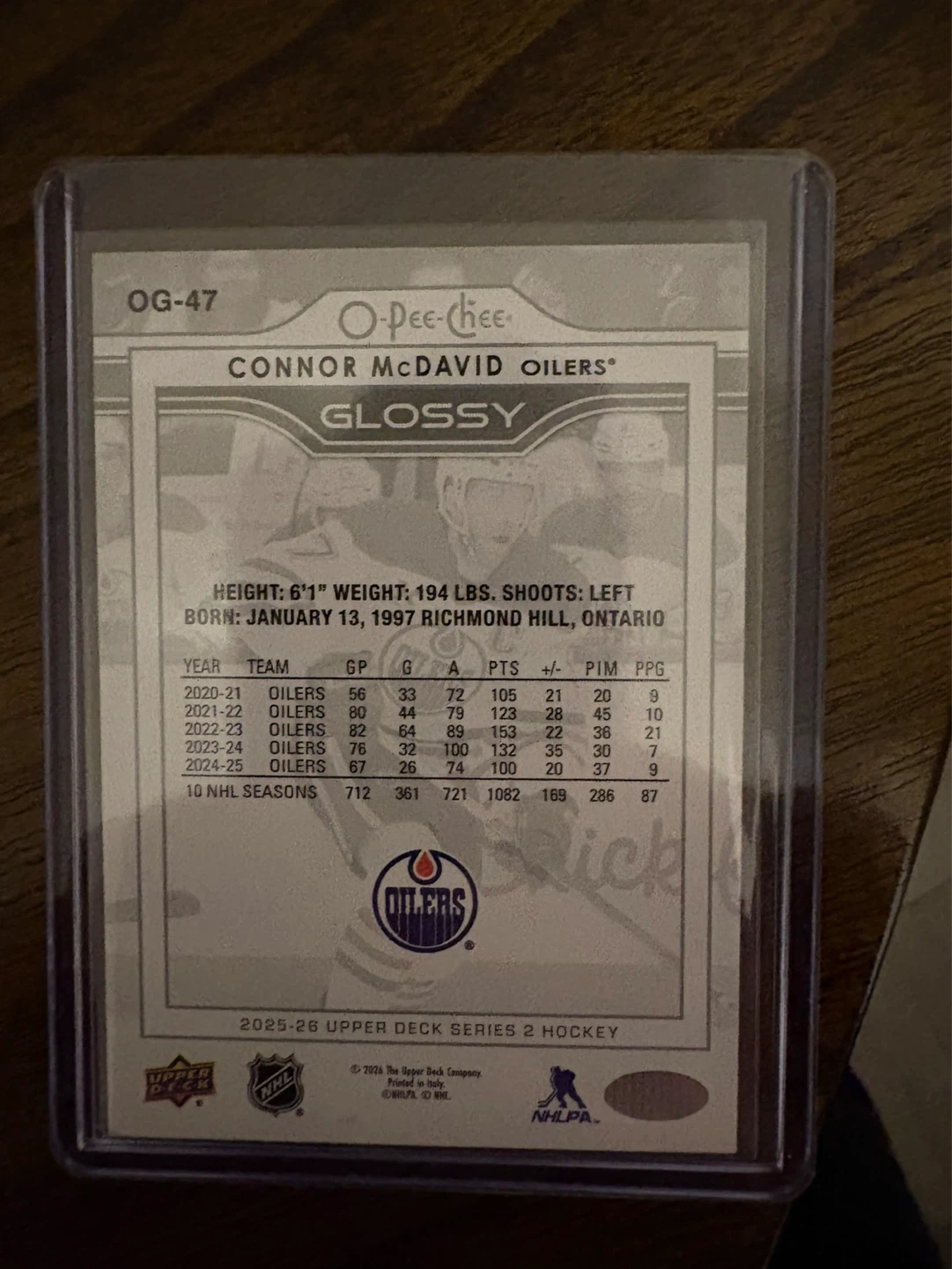 O-Pee-Chee Glossy Connor McDavid Hockey Card - photo 2