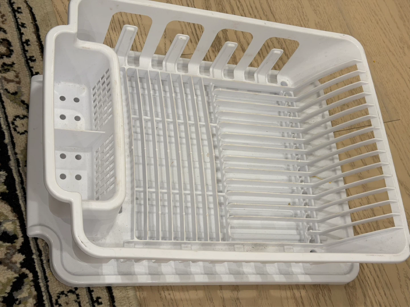 Sterilite White Plastic Dish Drying Rack with Utensil Holder