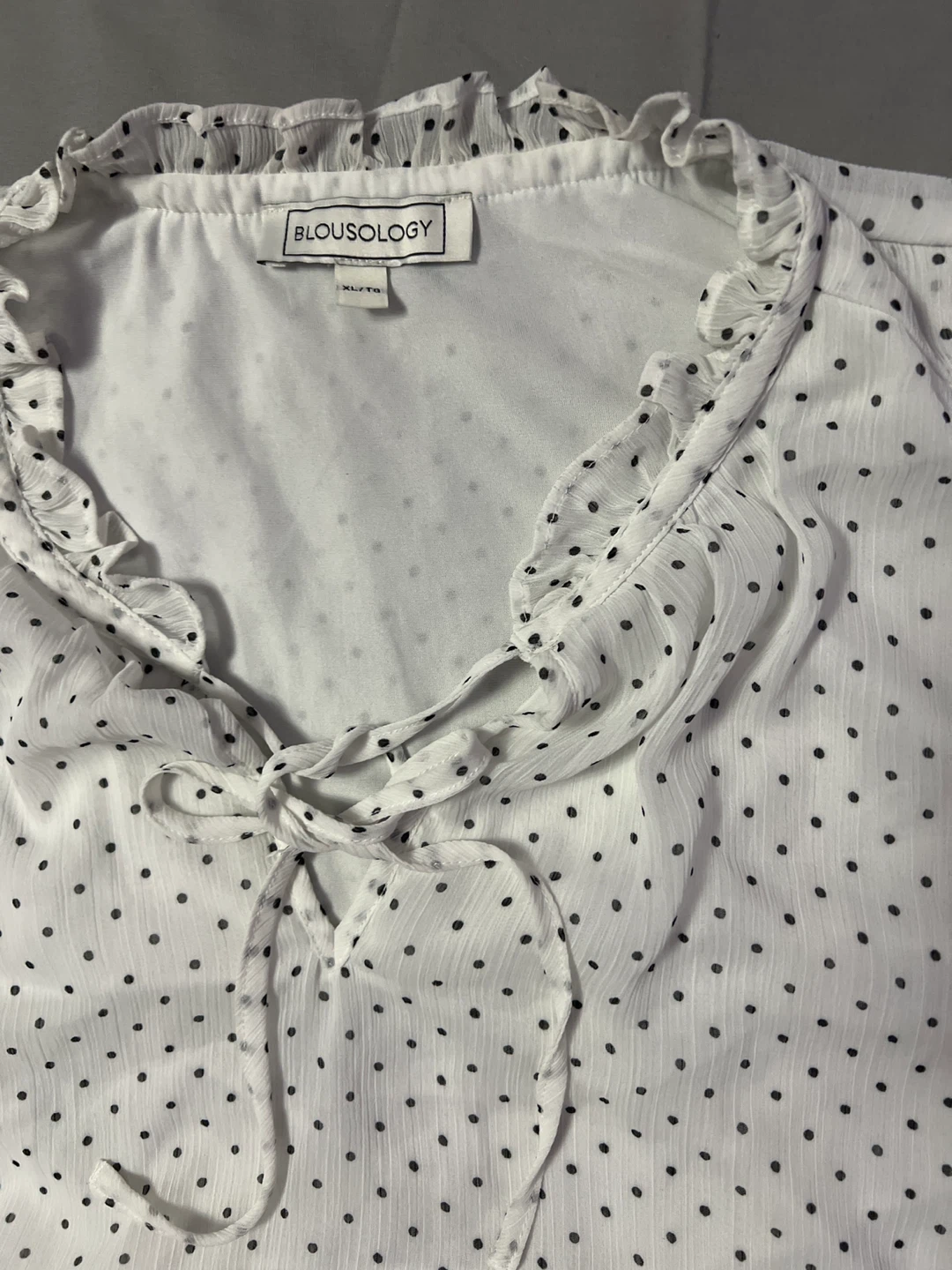 Blousology White Polka Dot Blouse - Size XL - photo 2