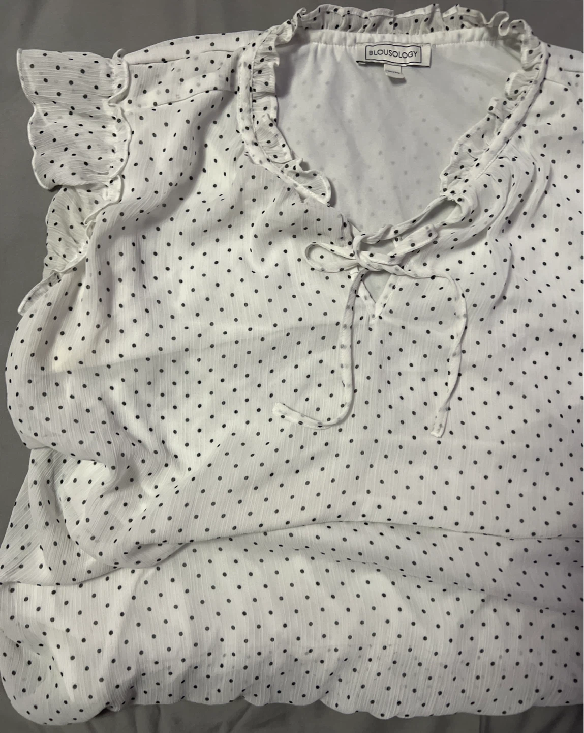 Blousology White Polka Dot Blouse - Size XL
