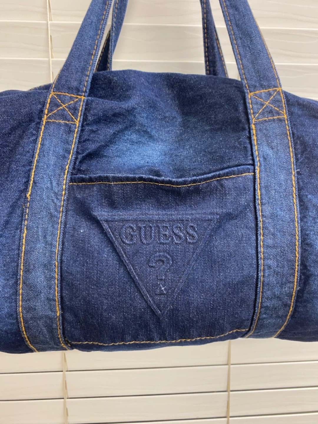 GUESS Vintage-inspired Denim Duffle Bag