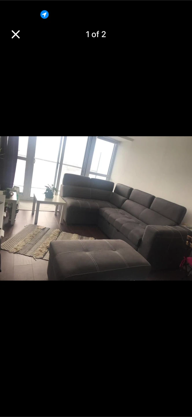 3-Piece Sofa Bed Sectional with Storage Ottoman - Cement Grey - photo 2