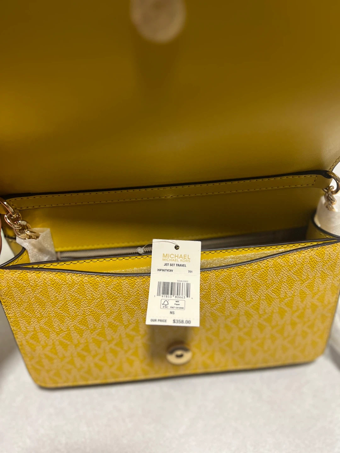 Michael Kors Jet Set Travel Yellow Logo Crossbody Bag - photo 2