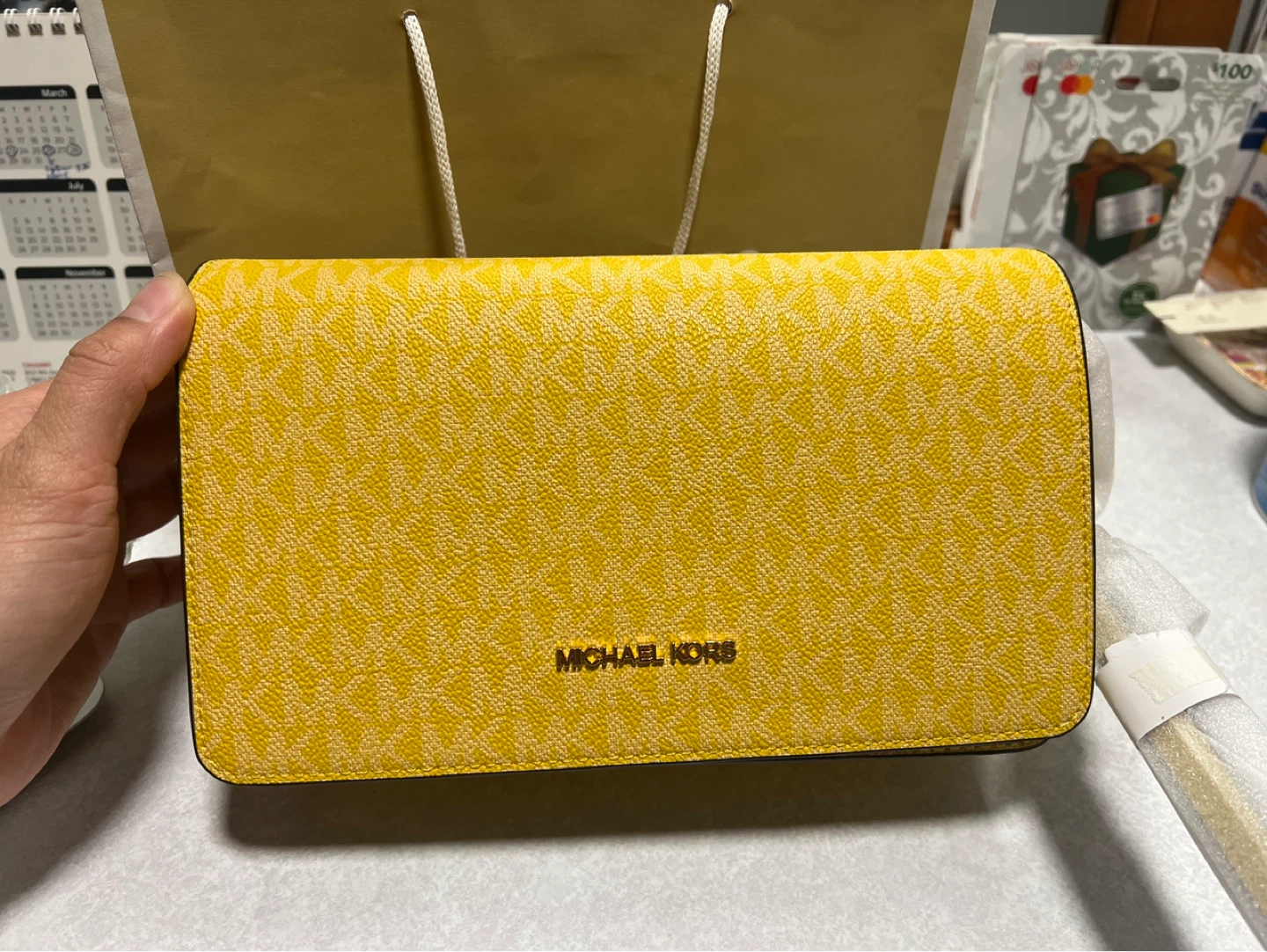Michael Kors Jet Set Travel Yellow Logo Crossbody Bag