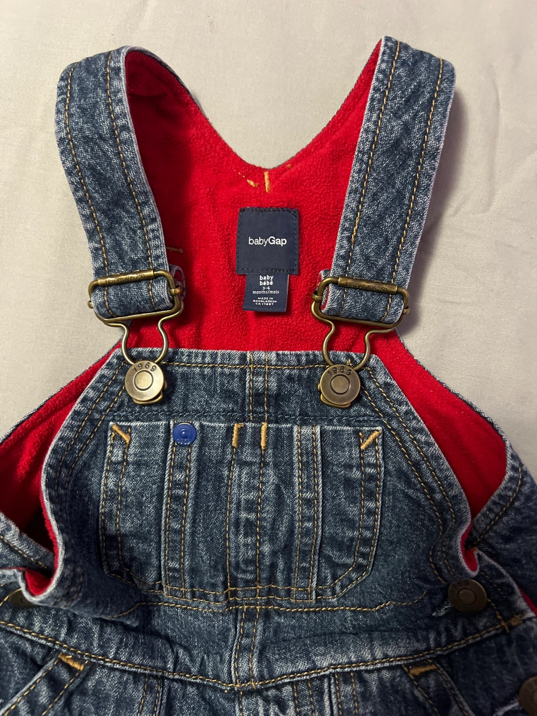 Baby Gap Denim Overalls - Red Lined 3-6 Months