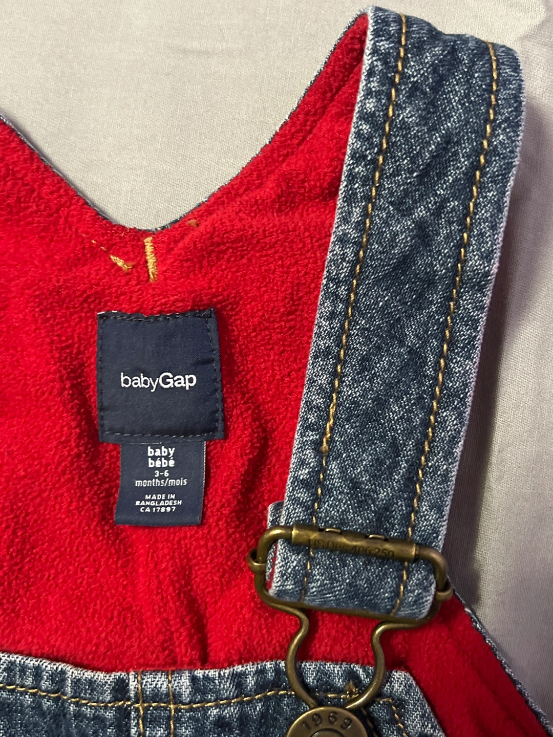 Baby Gap Denim Overalls - Red Lined 3-6 Months - photo 2