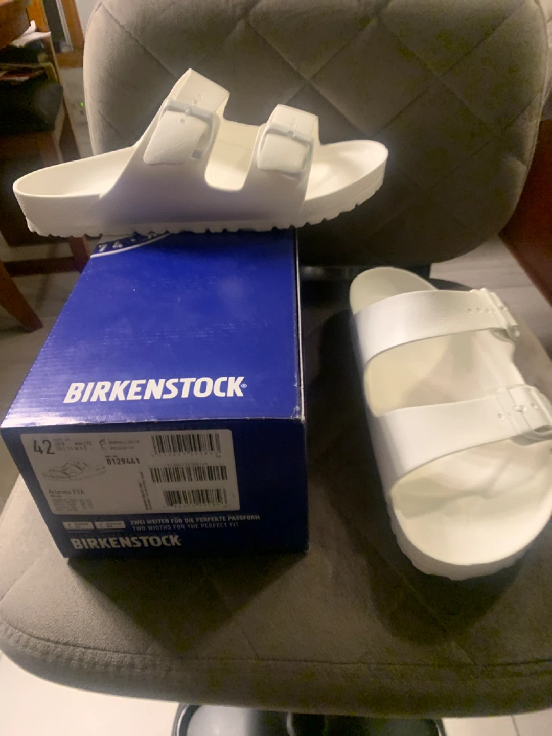 Birkenstock Arizona EVA White Sandals Size 42