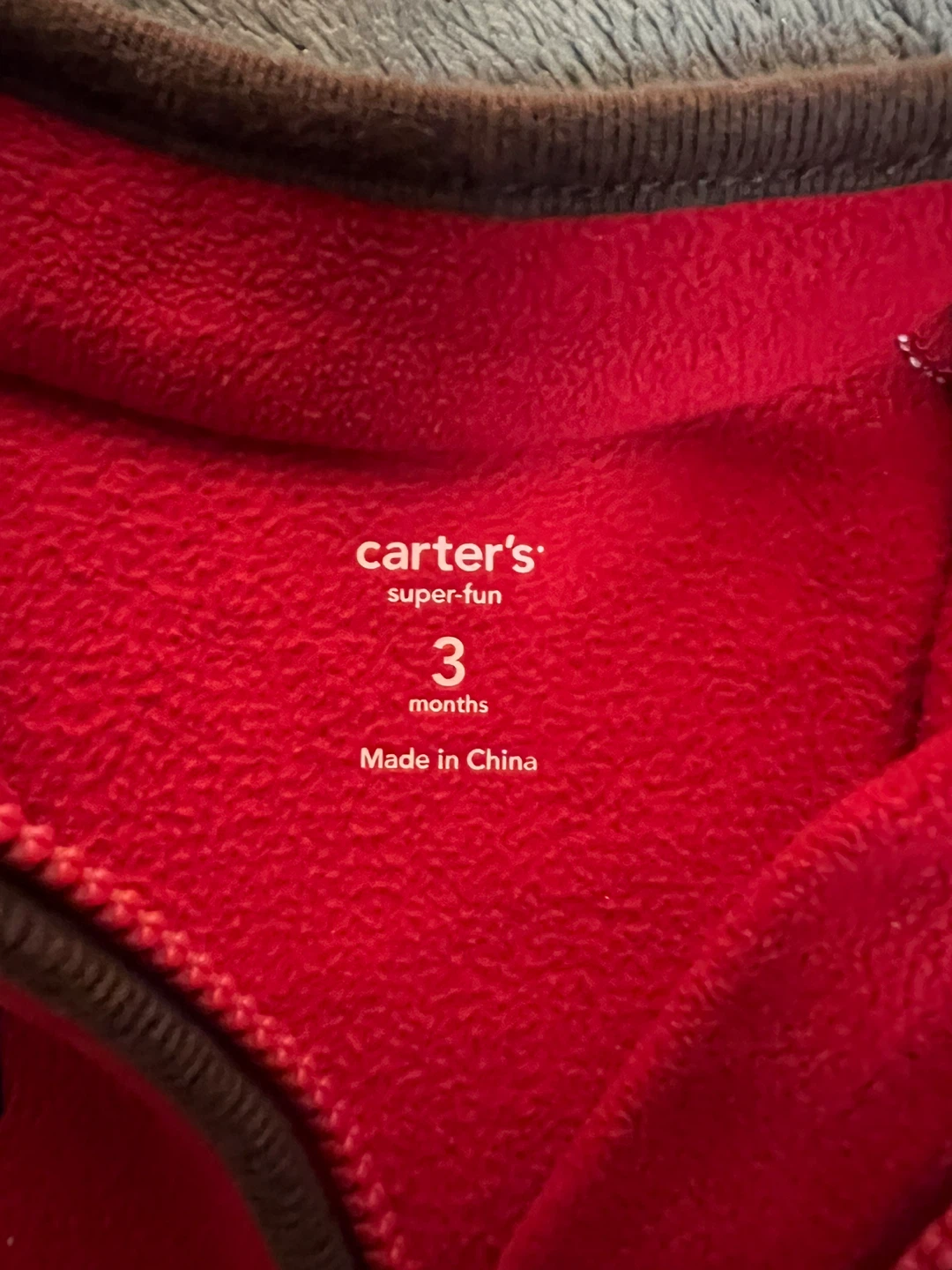 Carter's Baby Boys 3 Months Red Fleece Football Pullover - photo 3