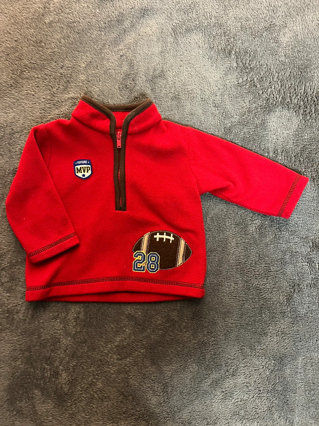 Carter's Baby Boys 3 Months Red Fleece Football Pullover