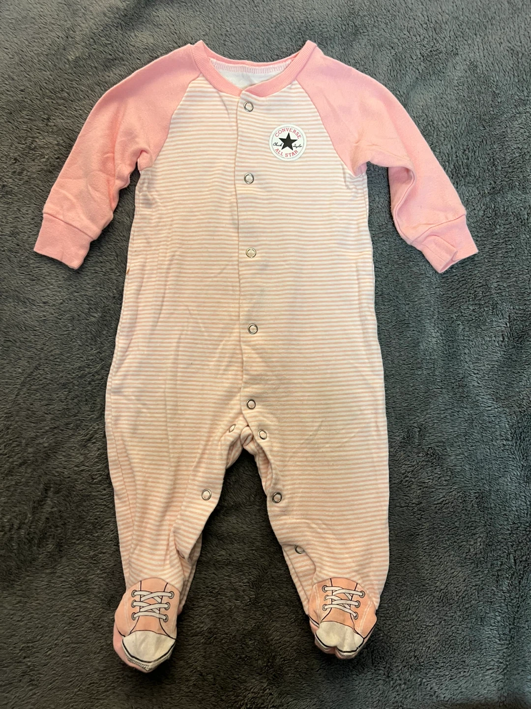 Converse Baby Girls' Pink Striped Footed Pajamas 6M