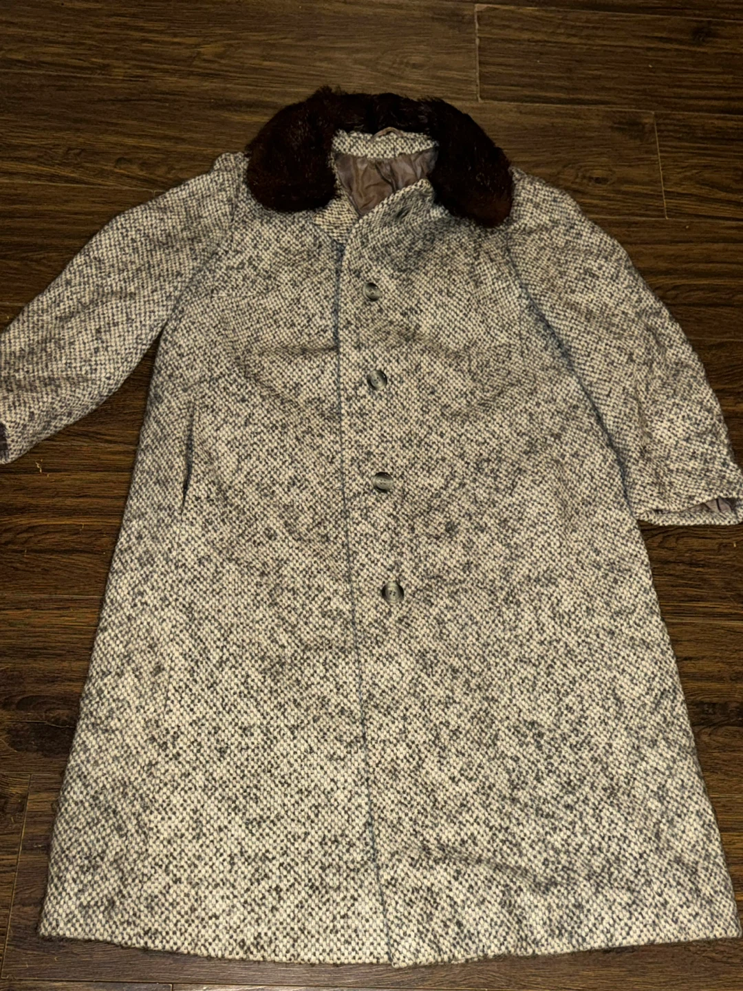 Liana Tweed Coat with Fur Collar