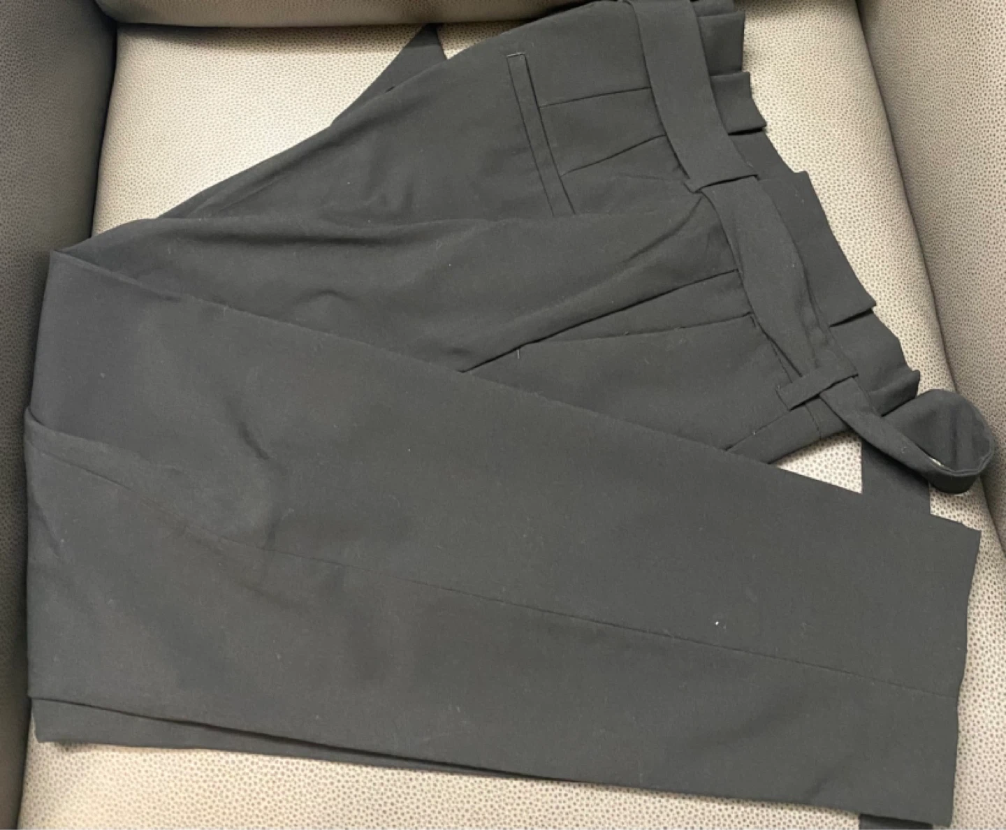 Black Belted Paperbag Waist Pants with tie belt - photo 3