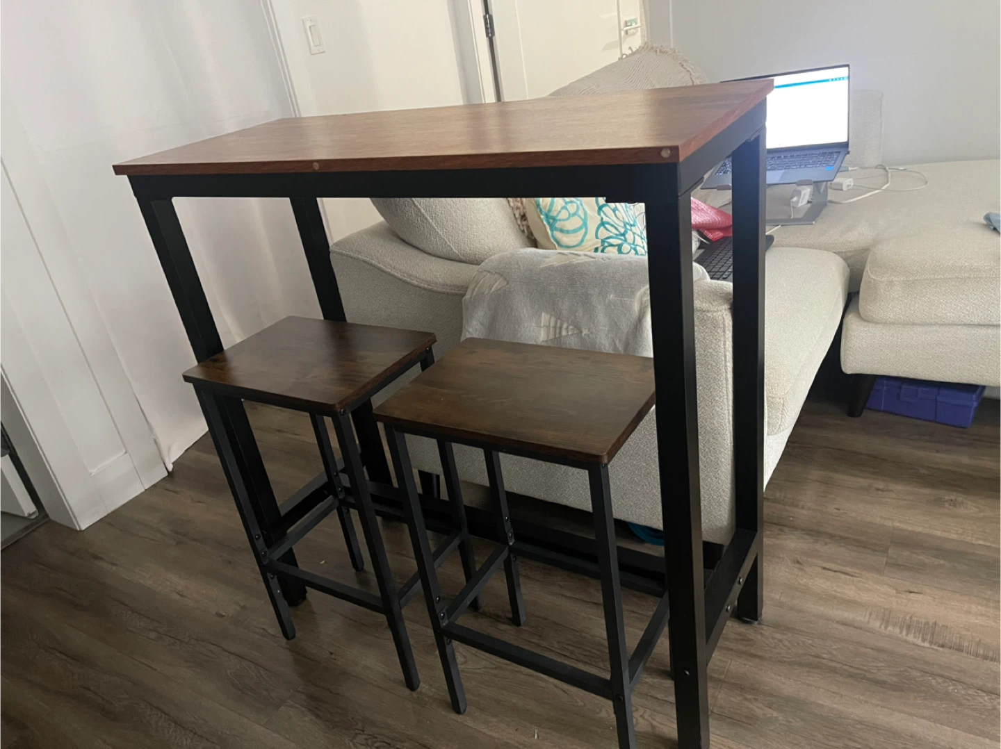 Industrial Bar Table with 2 Stools