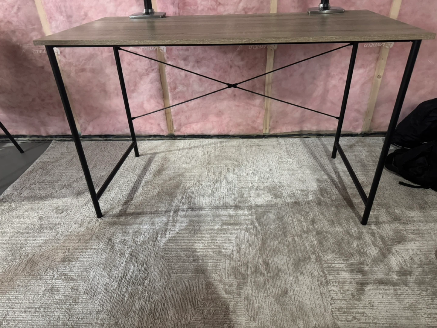 Wooden Top Desk with Black Metal Frame