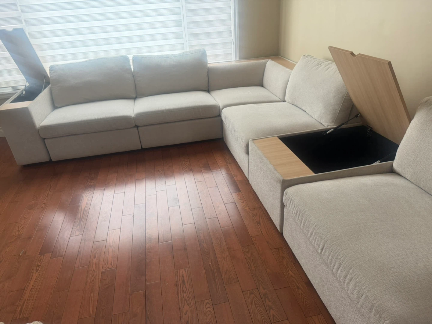 Light Beige Sectional Sofa with Storage - photo 2