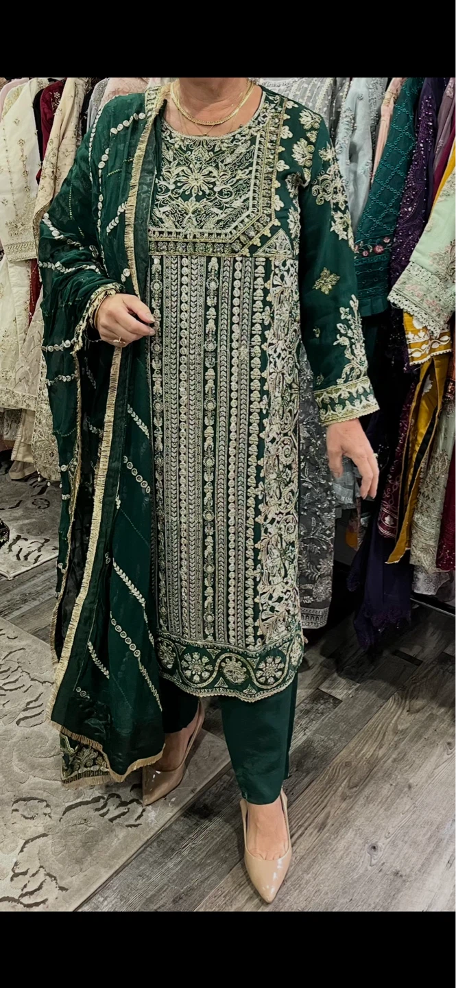 Embroidered Emerald Green Salwar Kameez with Dupatta